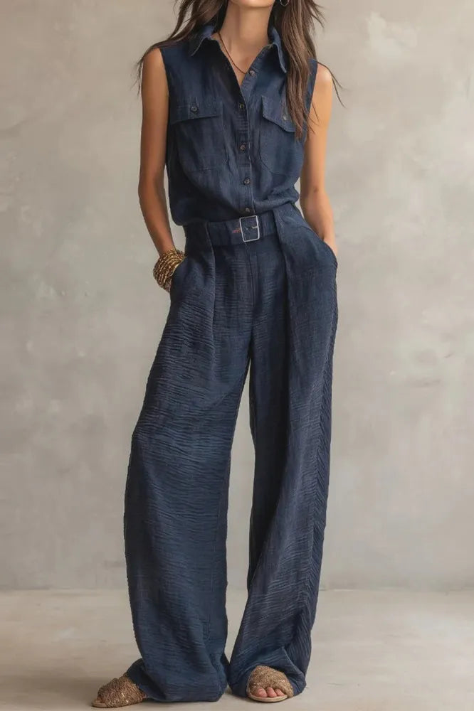 Sabina Varallo™ Belted Utility Jumpsuit for Effortless Style