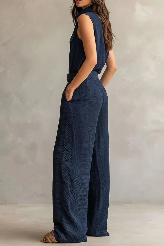 Sabina Varallo™ Belted Utility Jumpsuit for Effortless Style