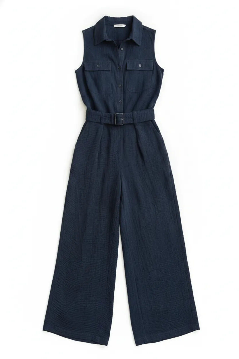 Sabina Varallo™ Belted Utility Jumpsuit for Effortless Style