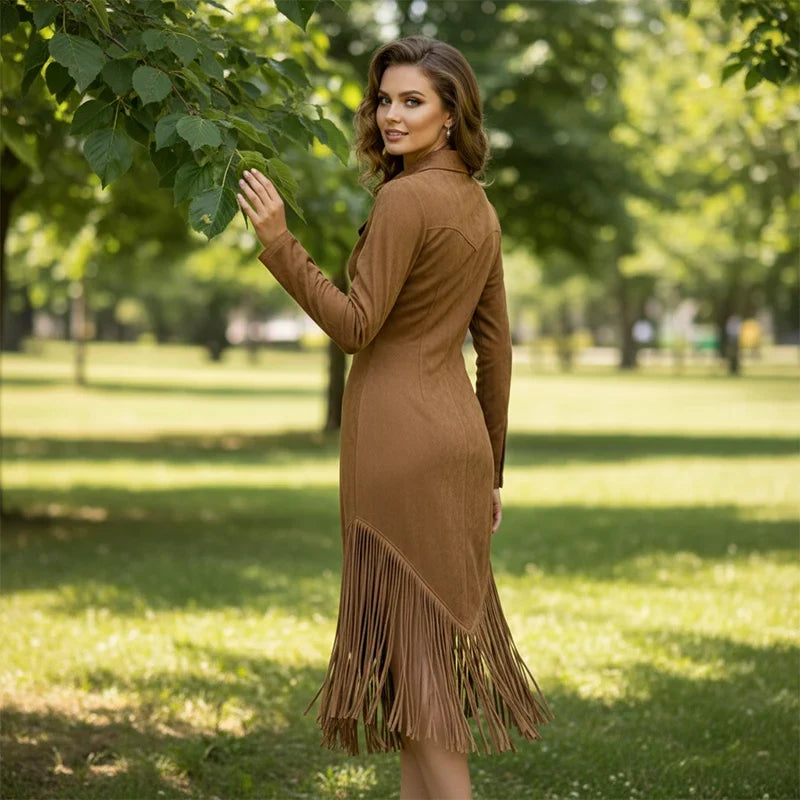 Sabrina Boldrini™ Retro Tassel Midi Dress for Curves