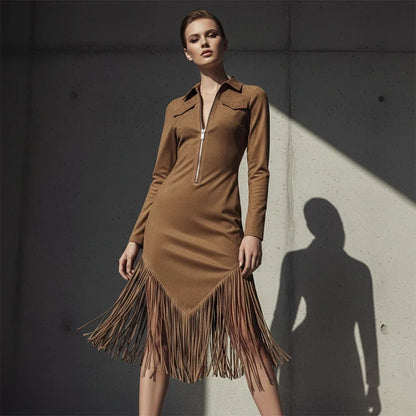 Sabrina Boldrini™ Retro Tassel Midi Dress for Curves