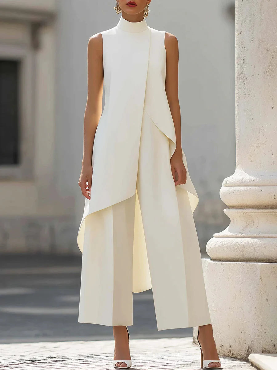 Sabrina Loretta Sculpted Asymmetric High-Neck Co-ord Set - main front product view
