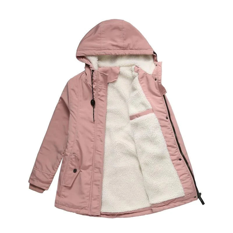 Samuela Nobile Quilted Winter Jacket - main front view of insulated hooded jacket