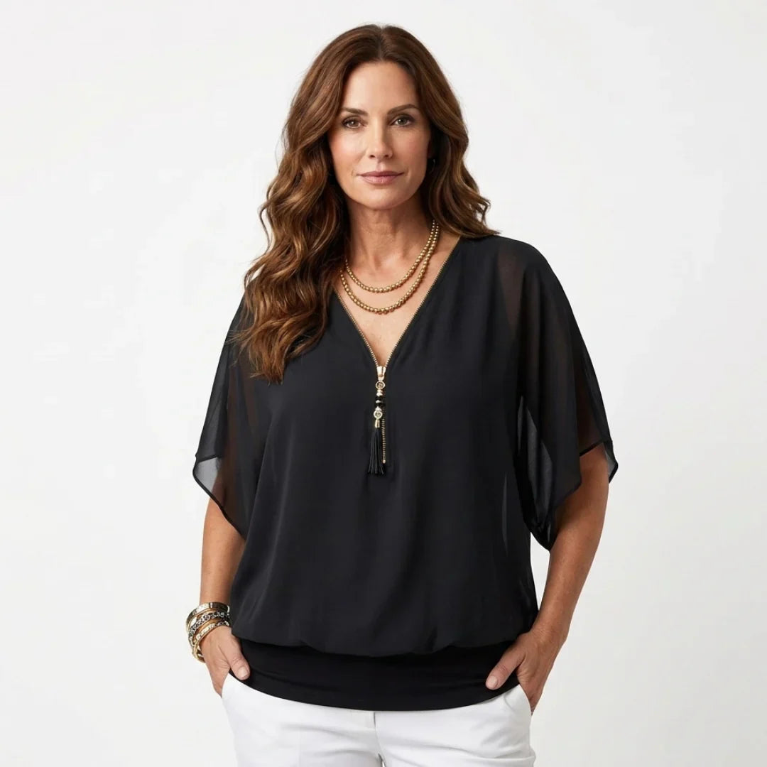 Sara Falivene™ Breathable Chiffon Top for Effortless Style