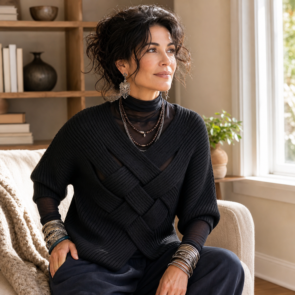 Saveria Bombieri™ Cozy Ribbed Batwing Sweater