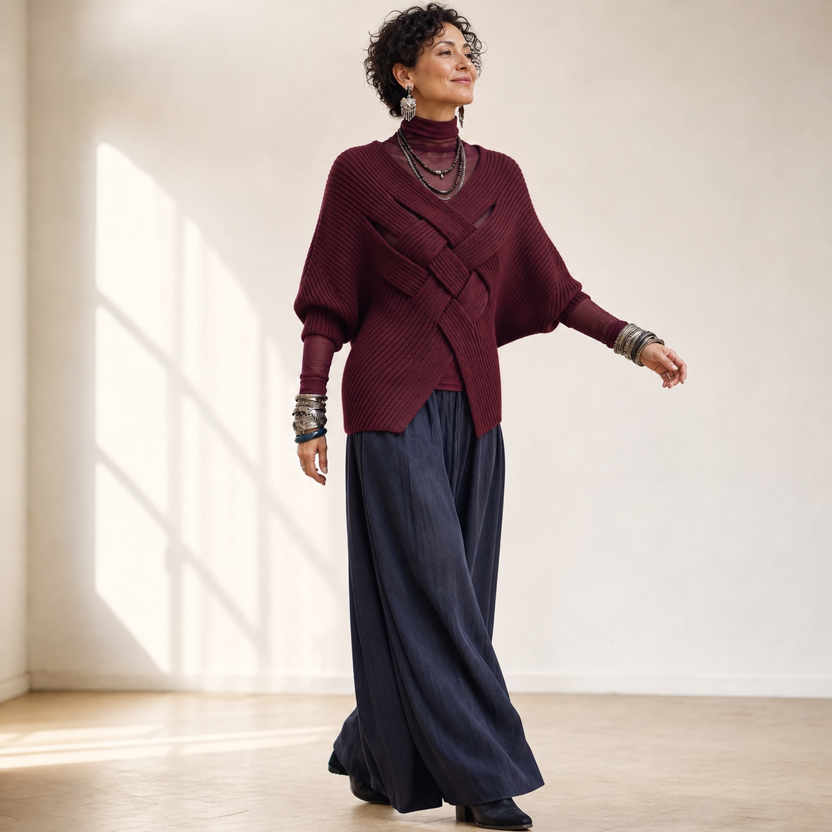 Saveria Bombieri™ Cozy Ribbed Batwing Sweater