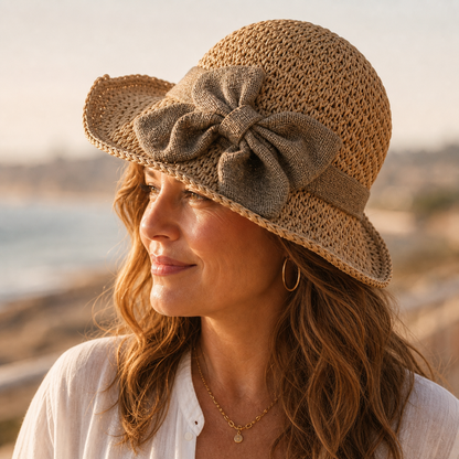 Seraphina Dune™ Woven Straw Sun Hat with Bow