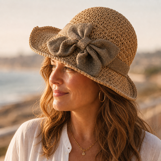 Seraphina Dune™ Woven Straw Sun Hat with Bow