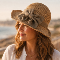 Seraphina Dune™ Woven Straw Sun Hat with Bow