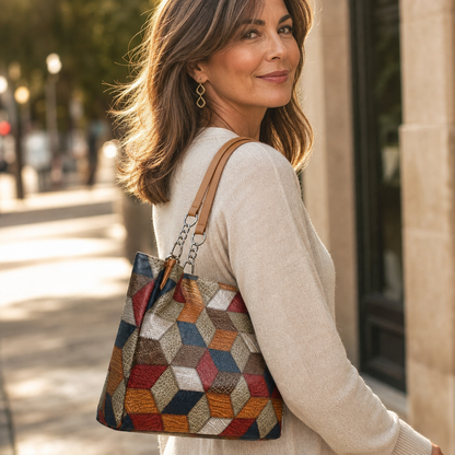 Seraphina Plus™ Elegant Patchwork Tote for Work and Weekend