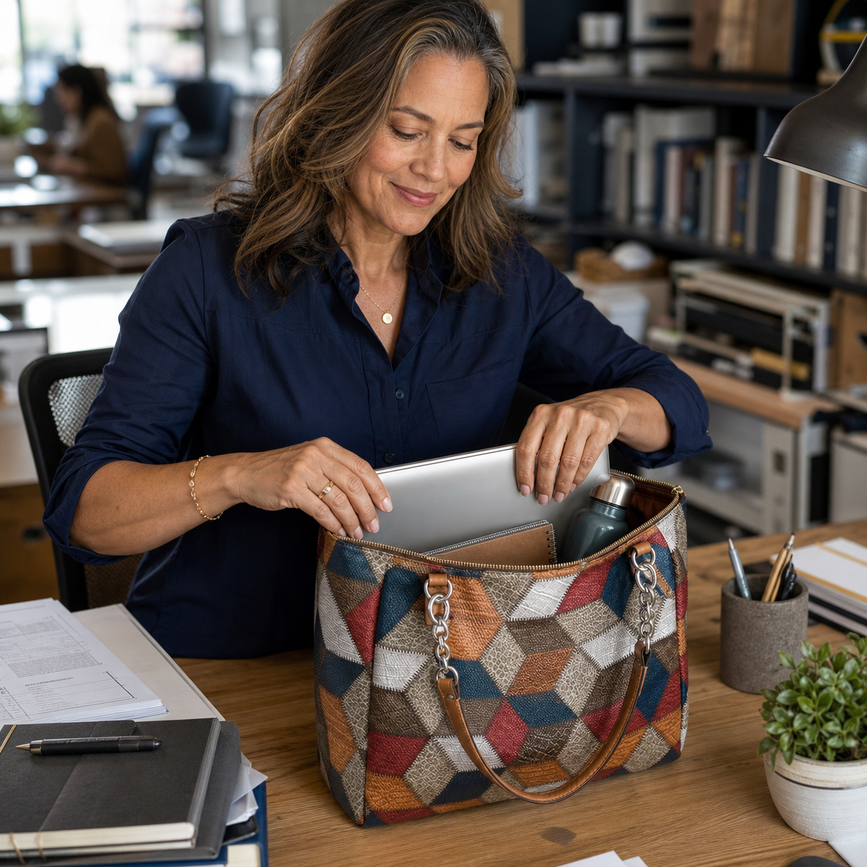 Seraphina Plus™ Elegant Patchwork Tote for Work and Weekend