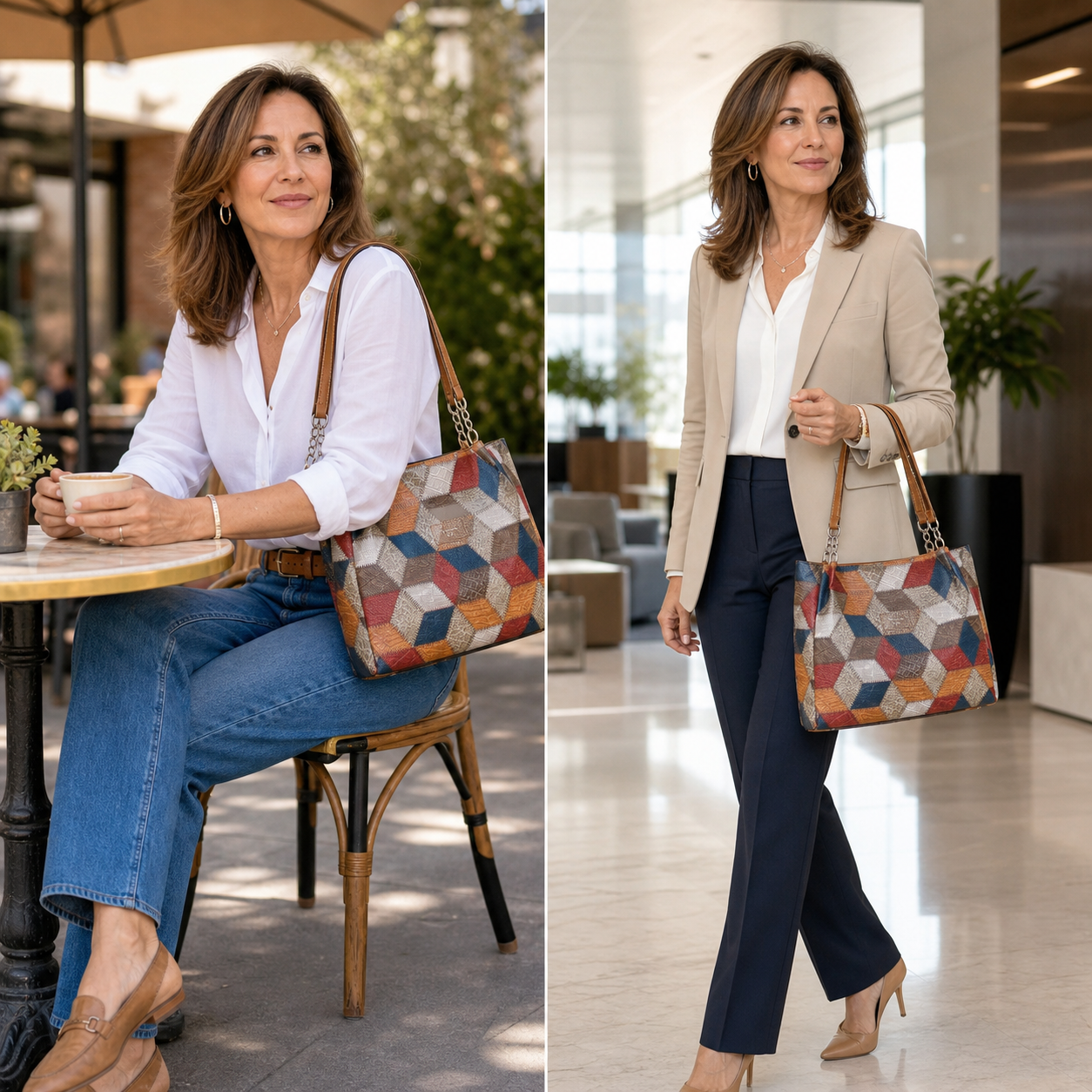 Seraphina Plus™ Elegant Patchwork Tote for Work and Weekend