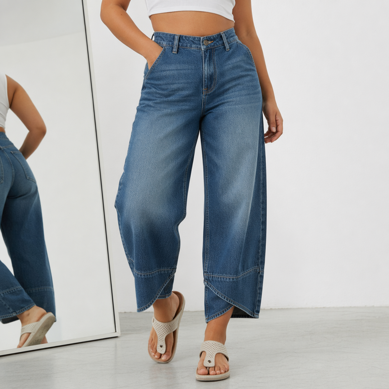 Serena Gallo™ Flattering Wide Leg Crossover Jeans