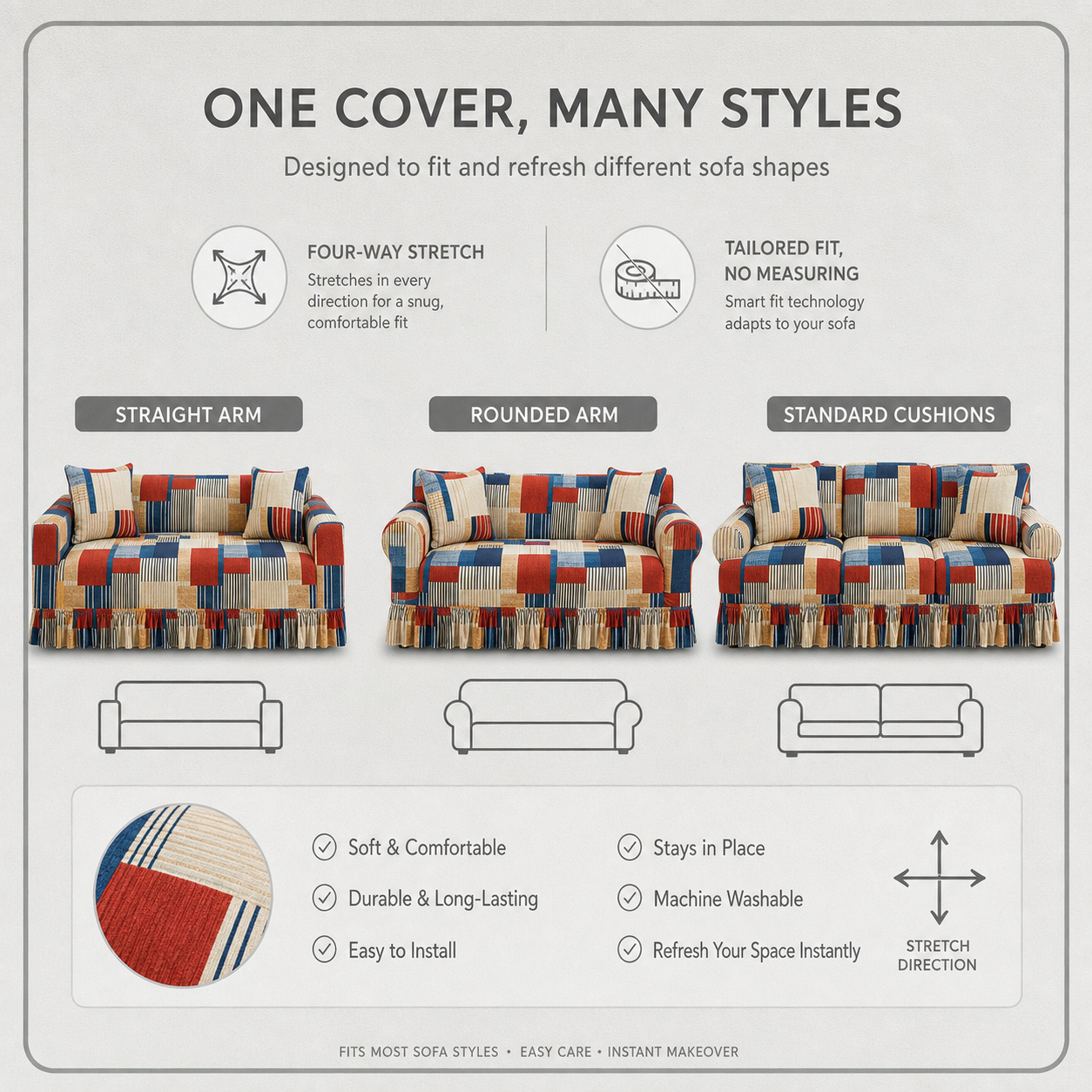 SnugFit Pro™ Stretch Sofa Cover for an Instant Room Makeover