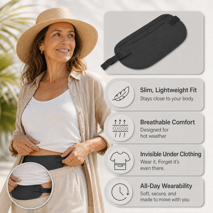 StashGuard™ RFID Blocking Money Belt for Worry-Free Travel