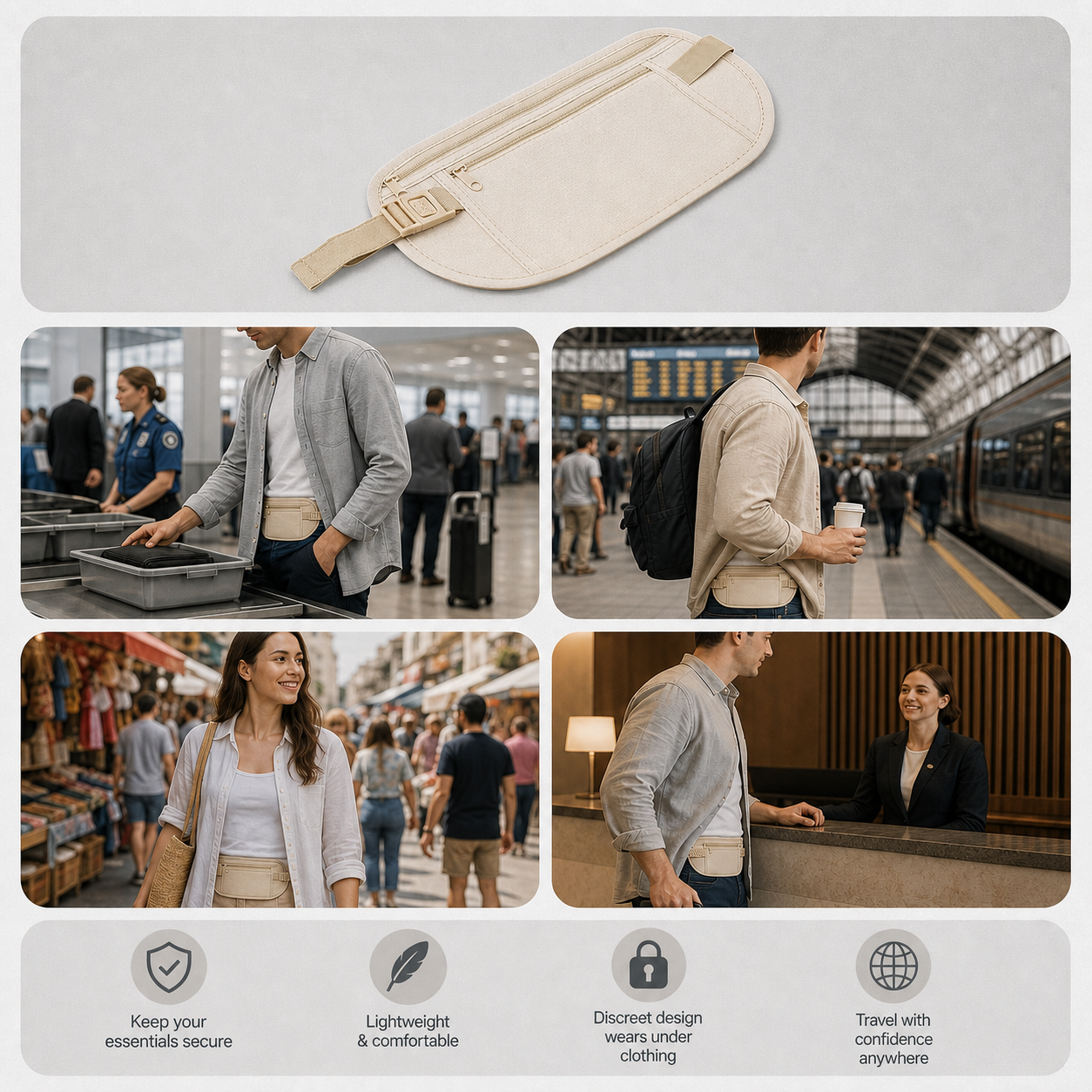 StashGuard™ RFID Blocking Money Belt for Worry-Free Travel