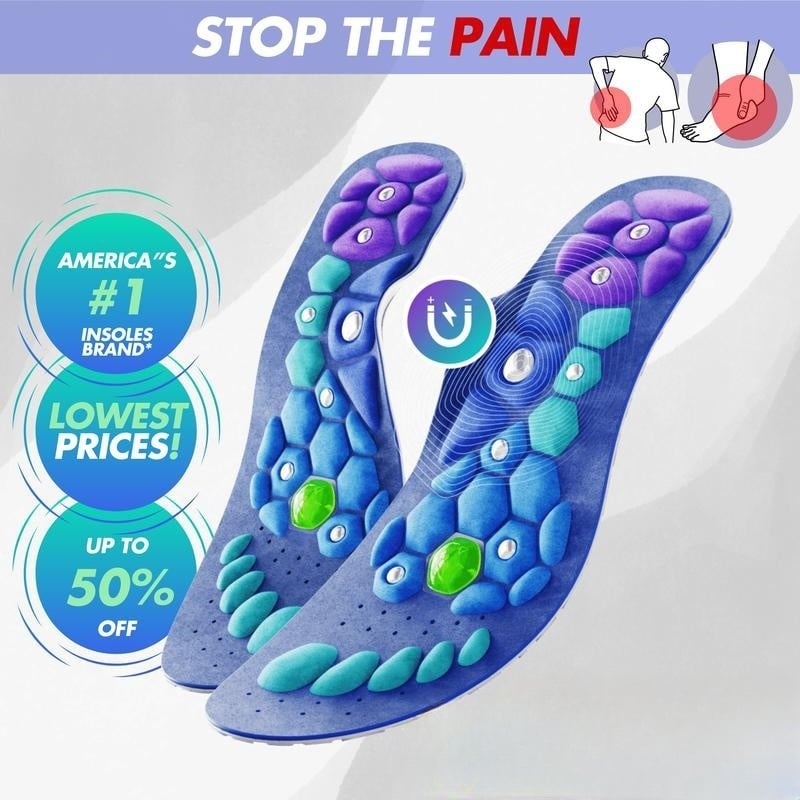 StepRelief Magnetic Acupressure Insoles - main product view of insole pair for tired feet