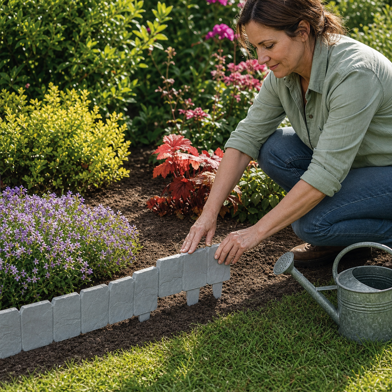 StoneHaven™ Elegant Stone-Look Garden Fence