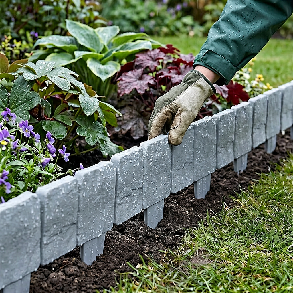 StoneHaven™ Elegant Stone-Look Garden Fence
