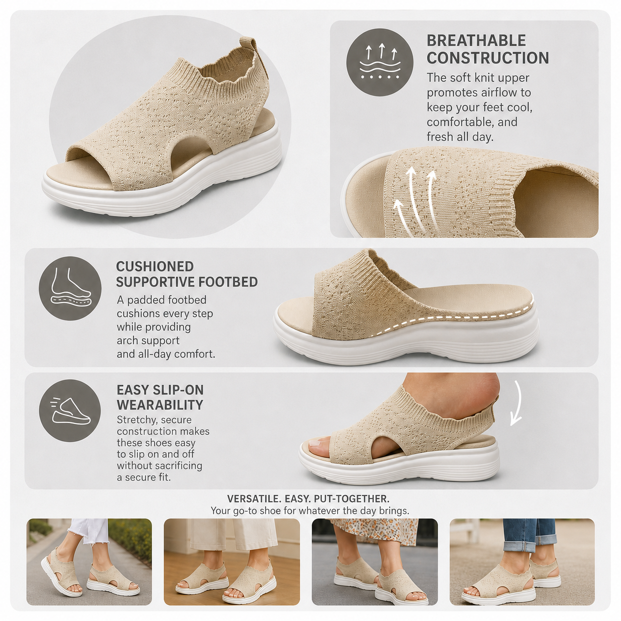 StrideEase™ Sleek Breathable Platform for Pain-Free Walking