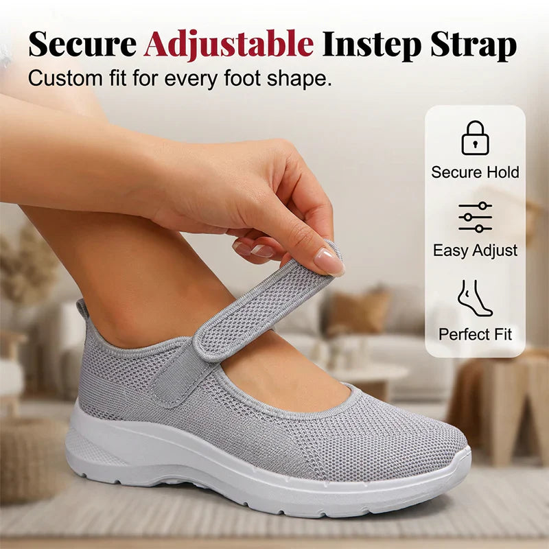 StrideFit Pro™ Cushioned Walking Sneakers with Adjustable Strap