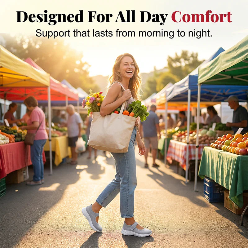 StrideFit Pro™ Cushioned Walking Sneakers with Adjustable Strap