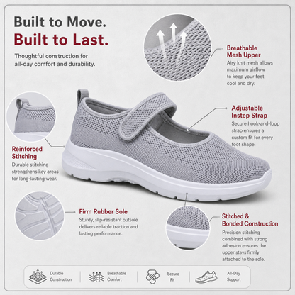 StrideFit Pro™ Cushioned Walking Sneakers with Adjustable Strap