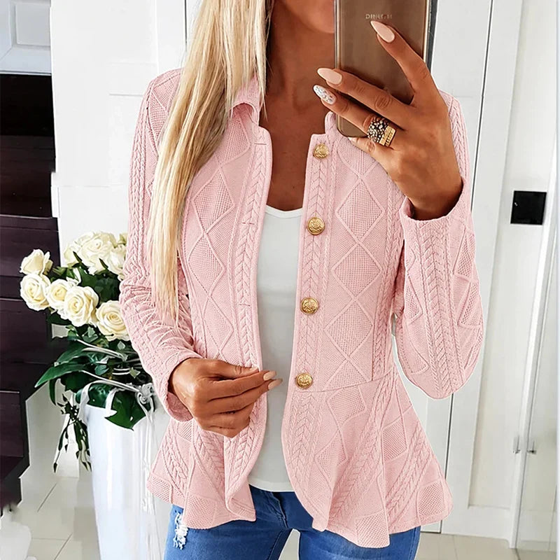 Sveva Nespoli™ Elegant Ruffle Peplum Blazer for Work