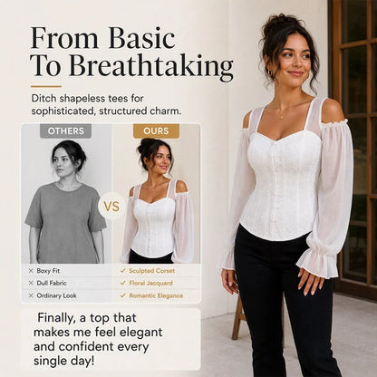 Tania Argento™ Elegant Jacquard Corset Top for Flattering Waist