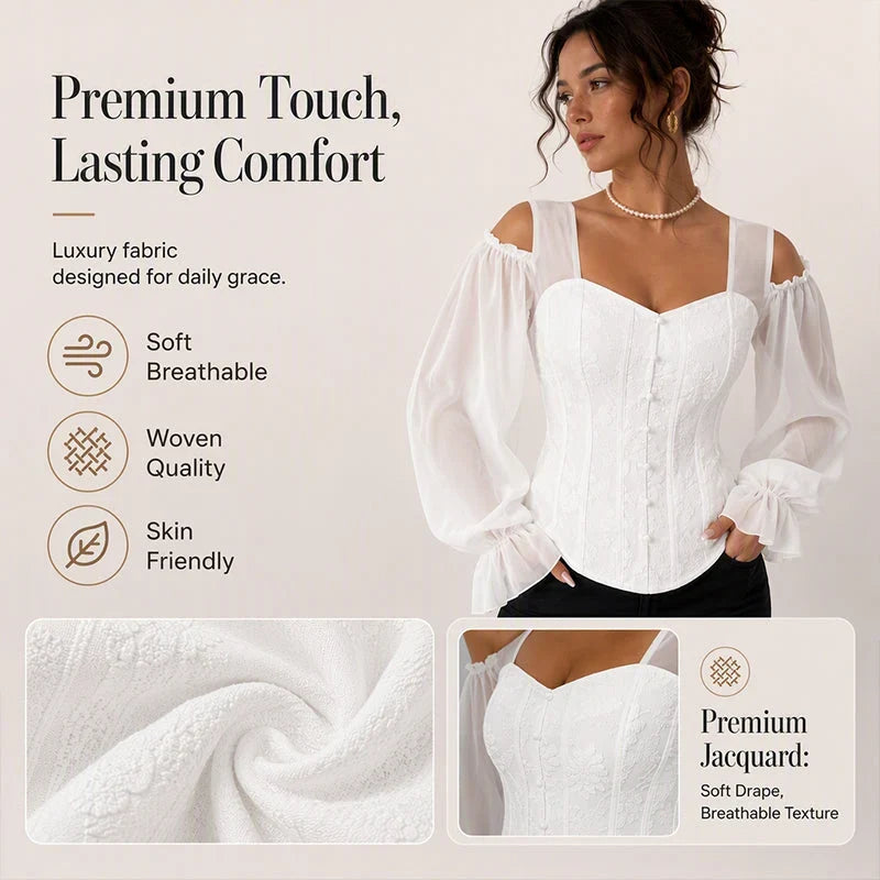 Tania Argento™ Elegant Jacquard Corset Top for Flattering Waist