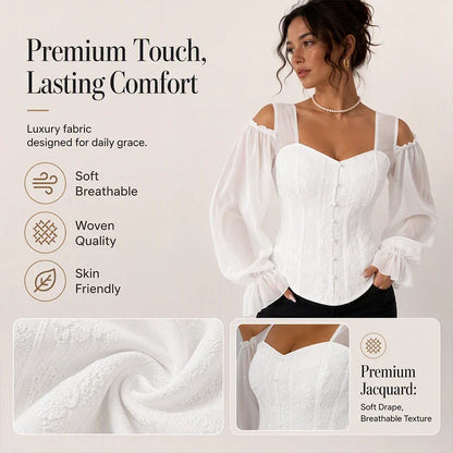 Tania Argento™ Elegant Jacquard Corset Top for Flattering Waist