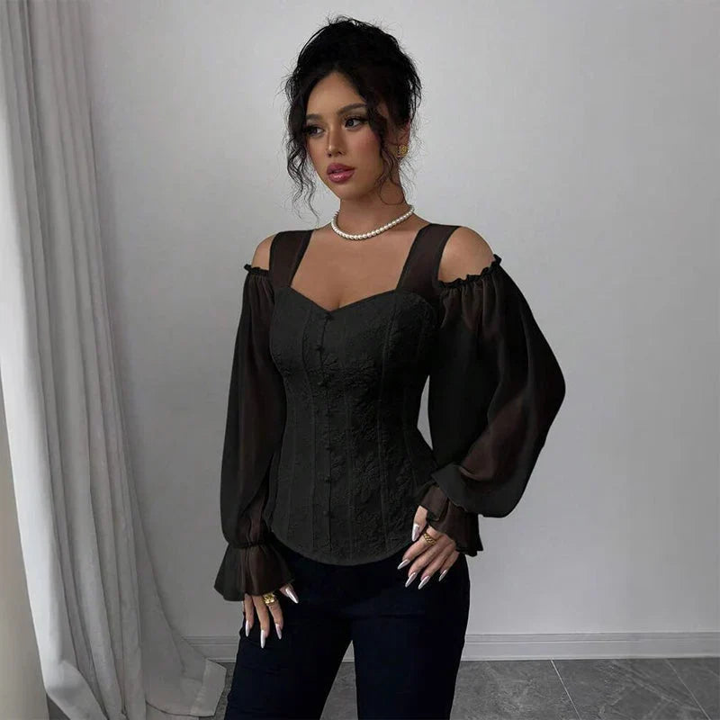 Tania Argento™ Elegant Jacquard Corset Top for Flattering Waist
