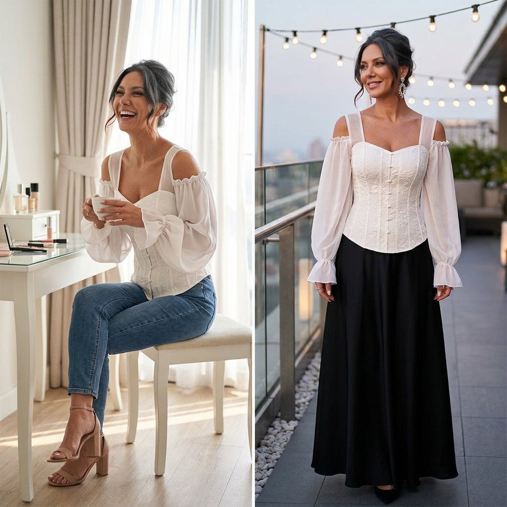 Tania Argento™ Elegant Jacquard Corset Top for Flattering Waist