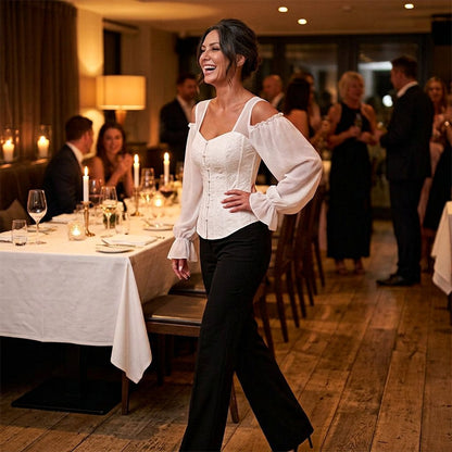 Tania Argento™ Elegant Jacquard Corset Top for Flattering Waist