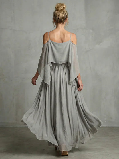 Tania Persico™ Elegant Cold Shoulder Maxi Dress for Curves