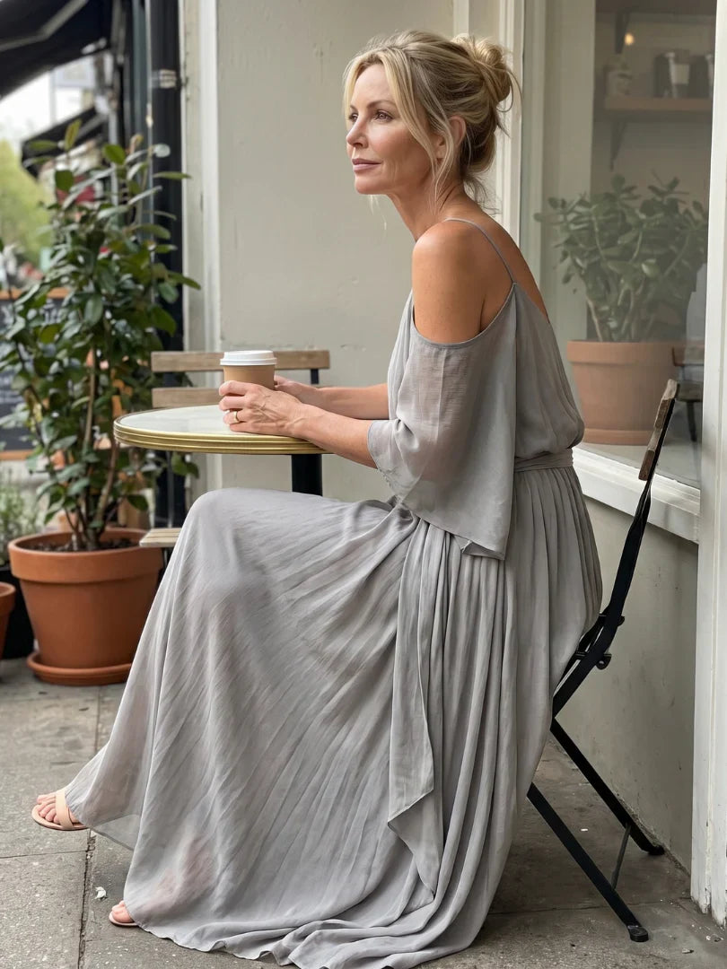Tania Persico™ Elegant Cold Shoulder Maxi Dress for Curves