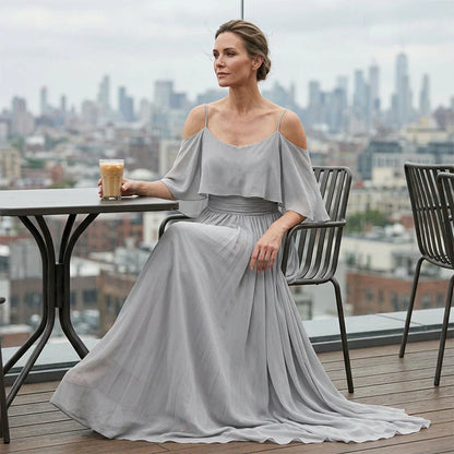 Tania Persico™ Elegant Cold Shoulder Maxi Dress for Curves