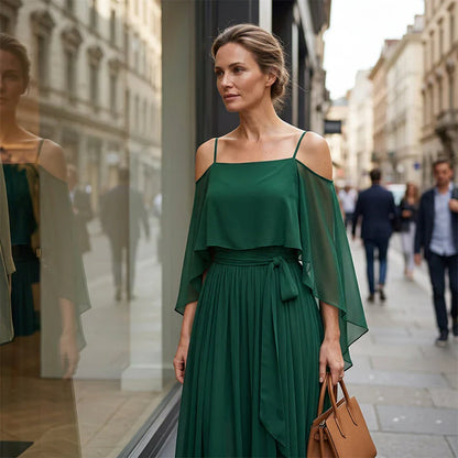 Tania Persico™ Elegant Cold Shoulder Maxi Dress for Curves