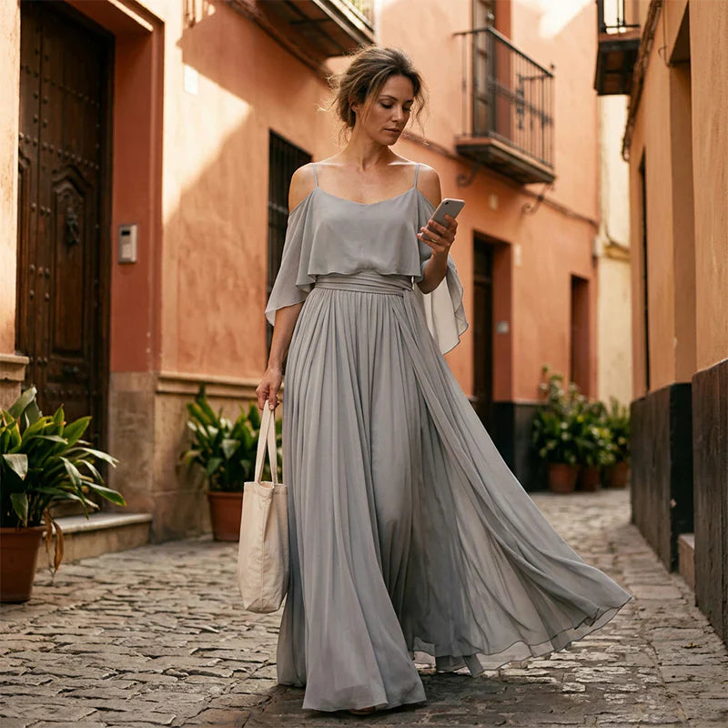 Tania Persico™ Elegant Cold Shoulder Maxi Dress for Curves