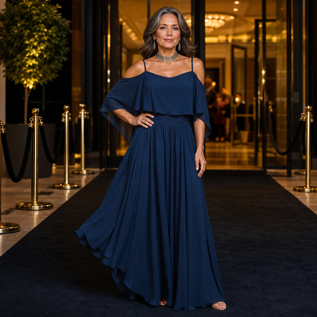 Tania Persico™ Elegant Cold Shoulder Maxi Dress for Curves