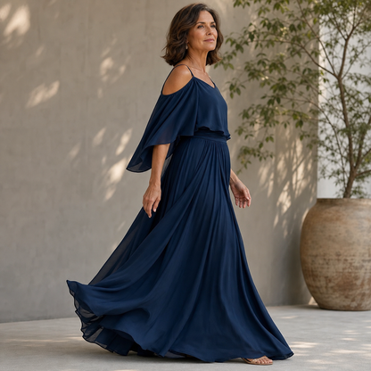 Tania Persico™ Elegant Cold Shoulder Maxi Dress for Curves