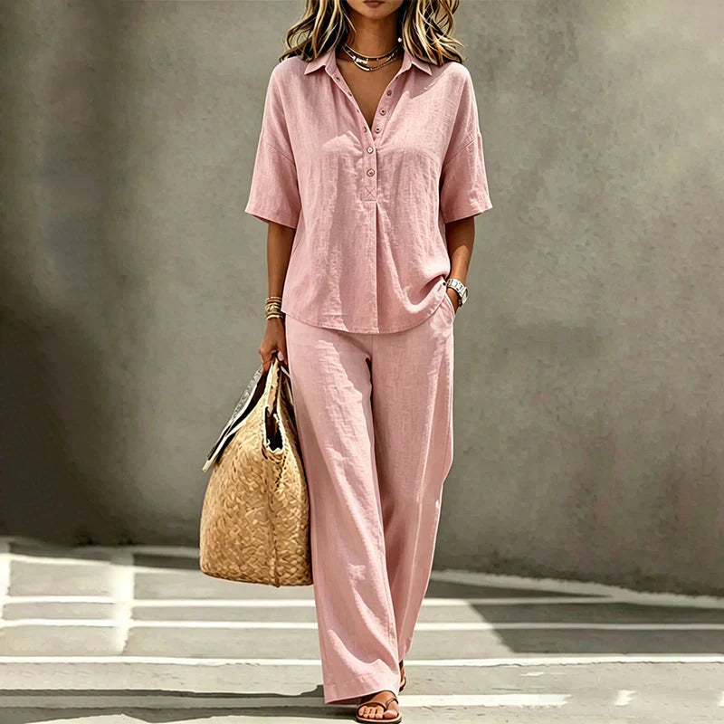 Tania Sanfilippo™ Effortless Button-Up & Wide Leg Outfit