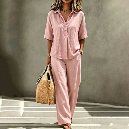 Tania Sanfilippo™ Effortless Button-Up & Wide Leg Outfit