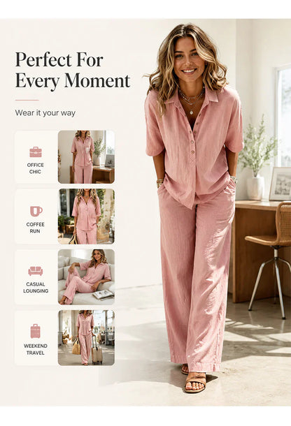 Tania Sanfilippo™ Effortless Button-Up & Wide Leg Outfit