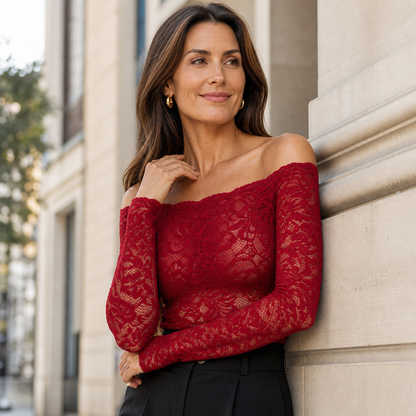 Teodora Bevilacqua™ Off-Shoulder Lace Top for Effortless Feminine Style