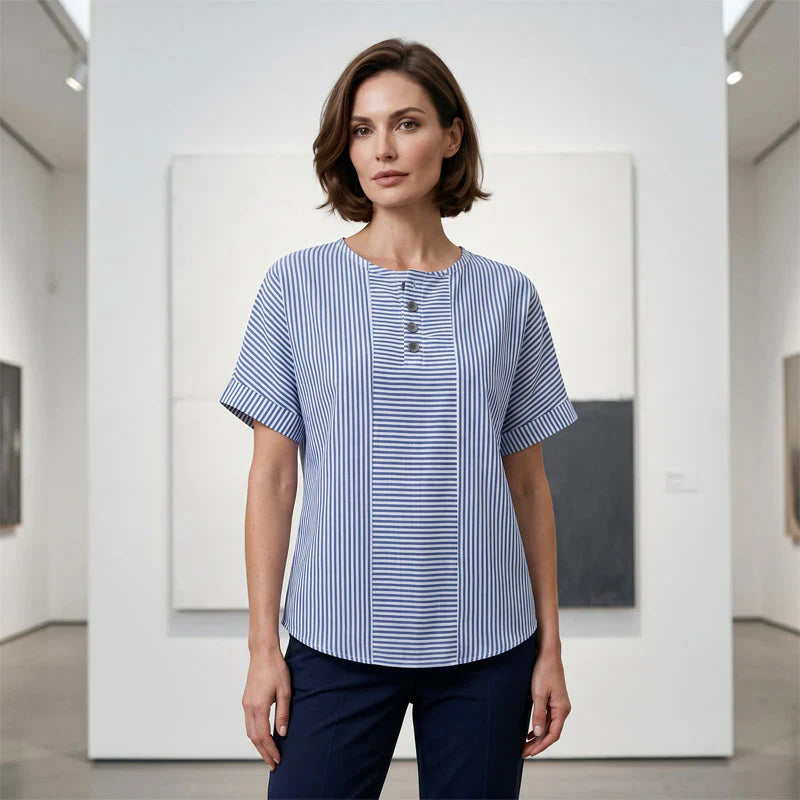 Teodora Filippelli™ Casual Striped Henley for Effortless Outfits
