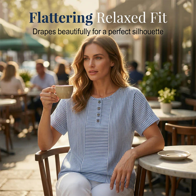 Teodora Filippelli™ Casual Striped Henley for Effortless Outfits
