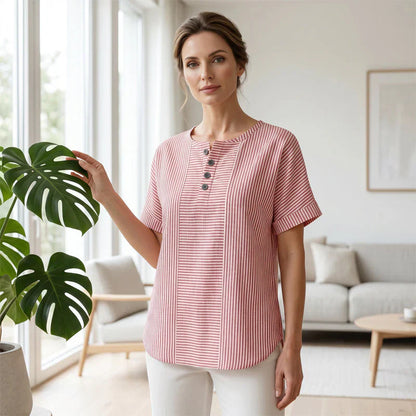 Teodora Filippelli™ Casual Striped Henley for Effortless Outfits