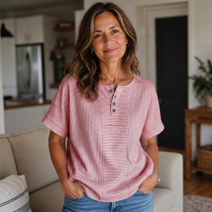 Teodora Filippelli™ Casual Striped Henley for Effortless Outfits