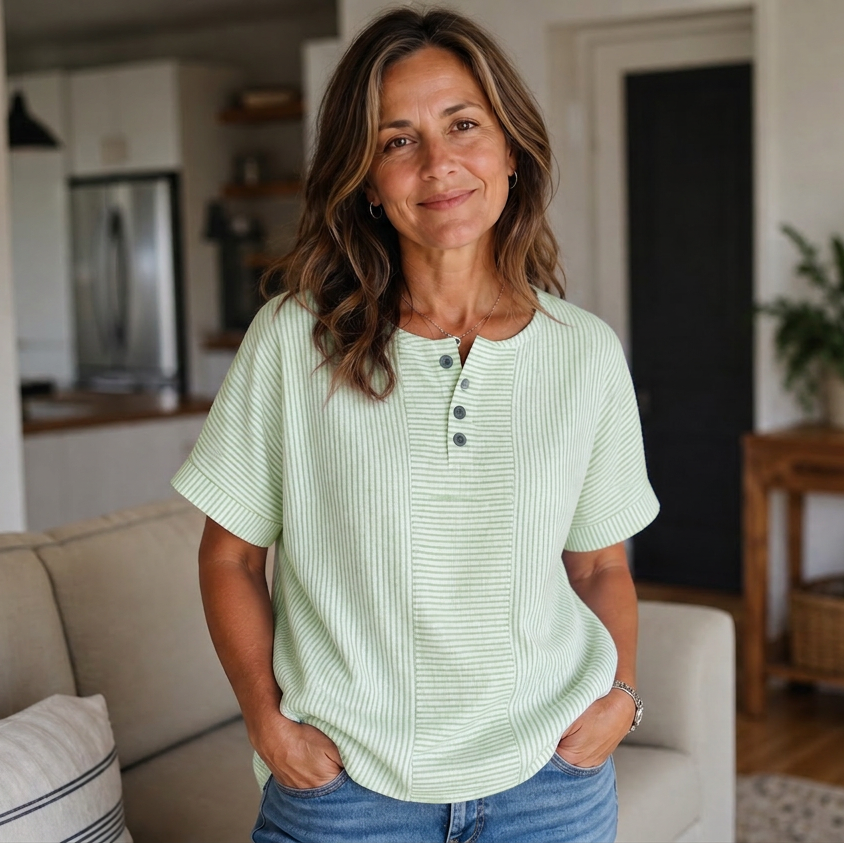 Teodora Filippelli™ Casual Striped Henley for Effortless Outfits